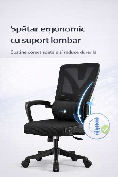 Scaun ergonomic gaming birou RoHS® negru dark – design agresiv confort superior – imagine 5