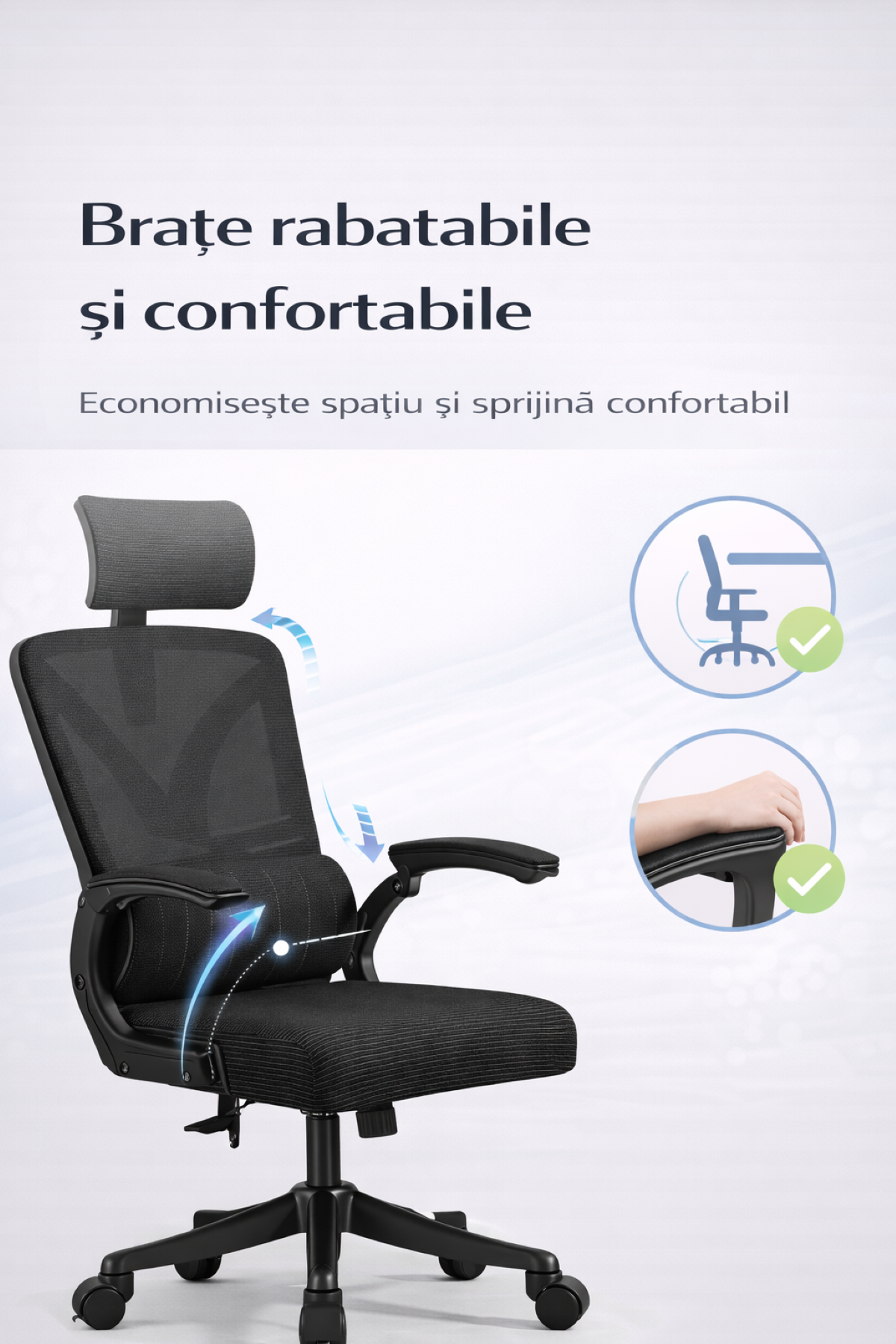 Scaun ergonomic gaming birou RoHS® negru dark – design agresiv confort superior – imagine 4