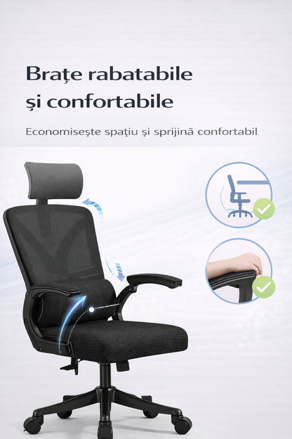 Scaun ergonomic gaming birou RoHS® negru dark – design agresiv confort superior – imagine 4