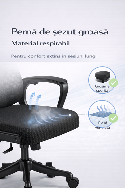 Scaun ergonomic gaming birou RoHS® negru dark – design agresiv confort superior – imagine 3
