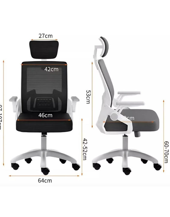 Scaun ergonomic reglabil pentru birou sau gaming, culoare alba