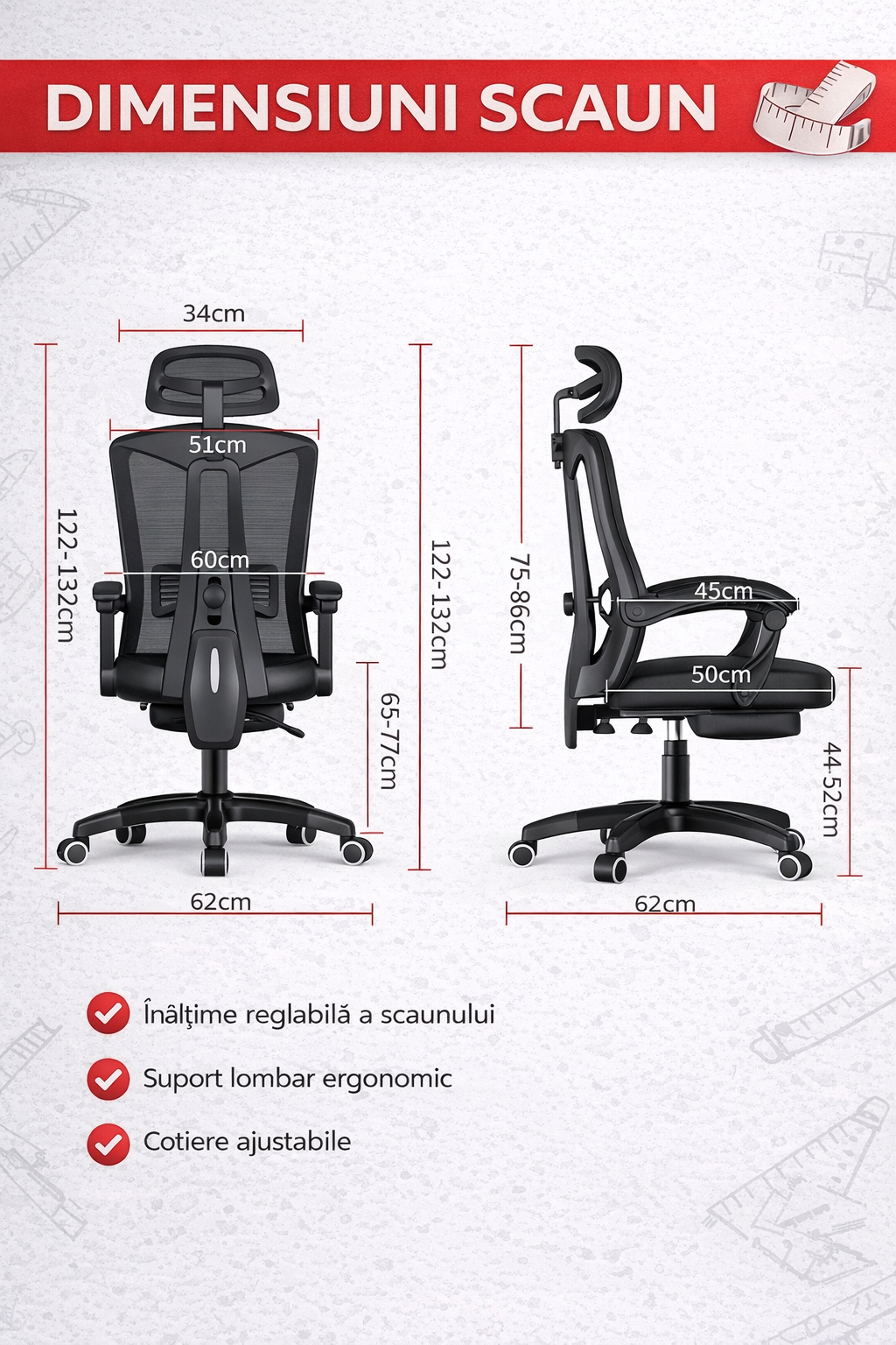 Scaun ergonomic birou gaming RoHS® negru – mesh tetiera 2D suport lombar 120kg – imagine 3