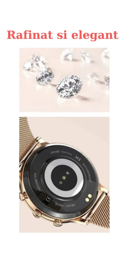 SmartWatch RoHS® Auriu/Gold cu pietre de tip Swarovski - Seliodrox srl